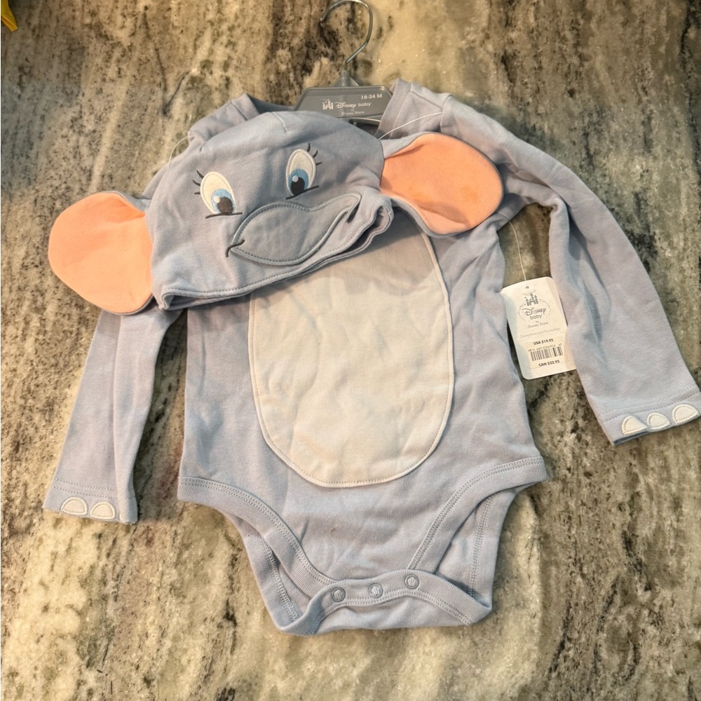 Disney Blue and Orange Bodysuit with Baby Dumbo Design